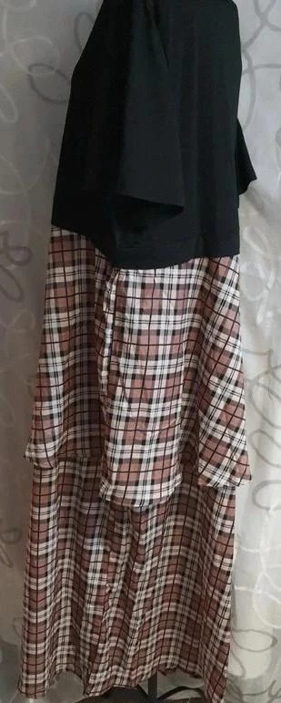Vestido longo assimétrico preto quadriculado "MISS" 48 - 4XL – photo 9